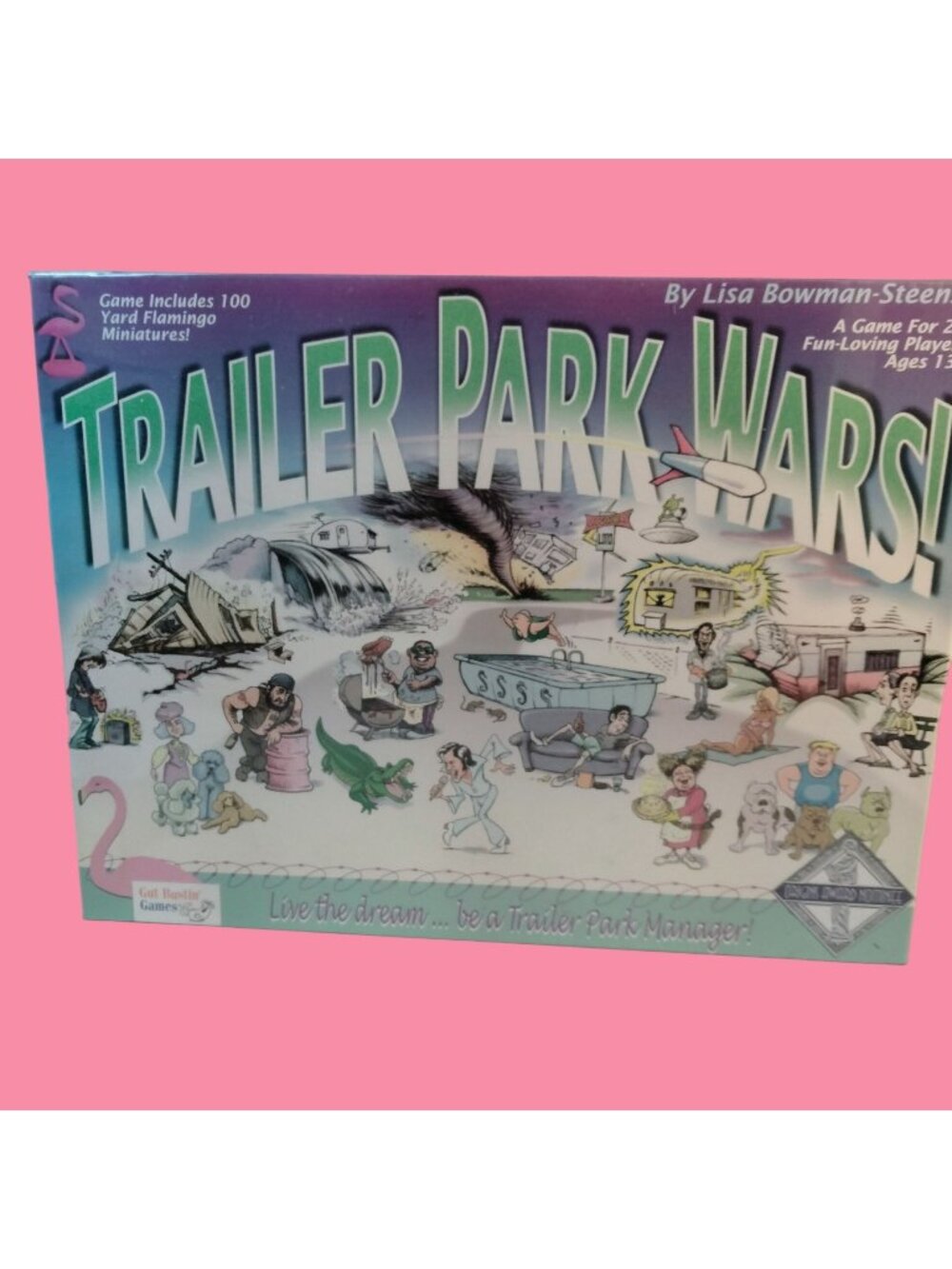 Trailer Park Wars Board Game Gut Bustin Fun 100 MIni Flamingo Tokens New Sealed